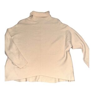 Viscose Nylon Blend Cream Turtleneck Oversized Sweater S Cozy Winter Minimalist